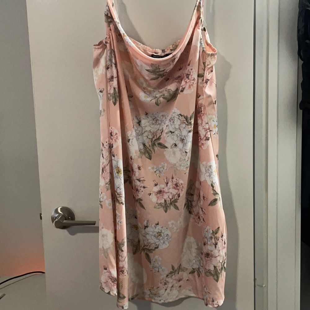 Plus floral satin mini Nasty gal dress, size 12
